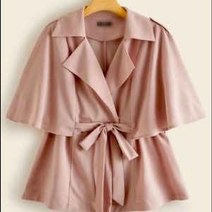 Blush colored belted cape. 2X.